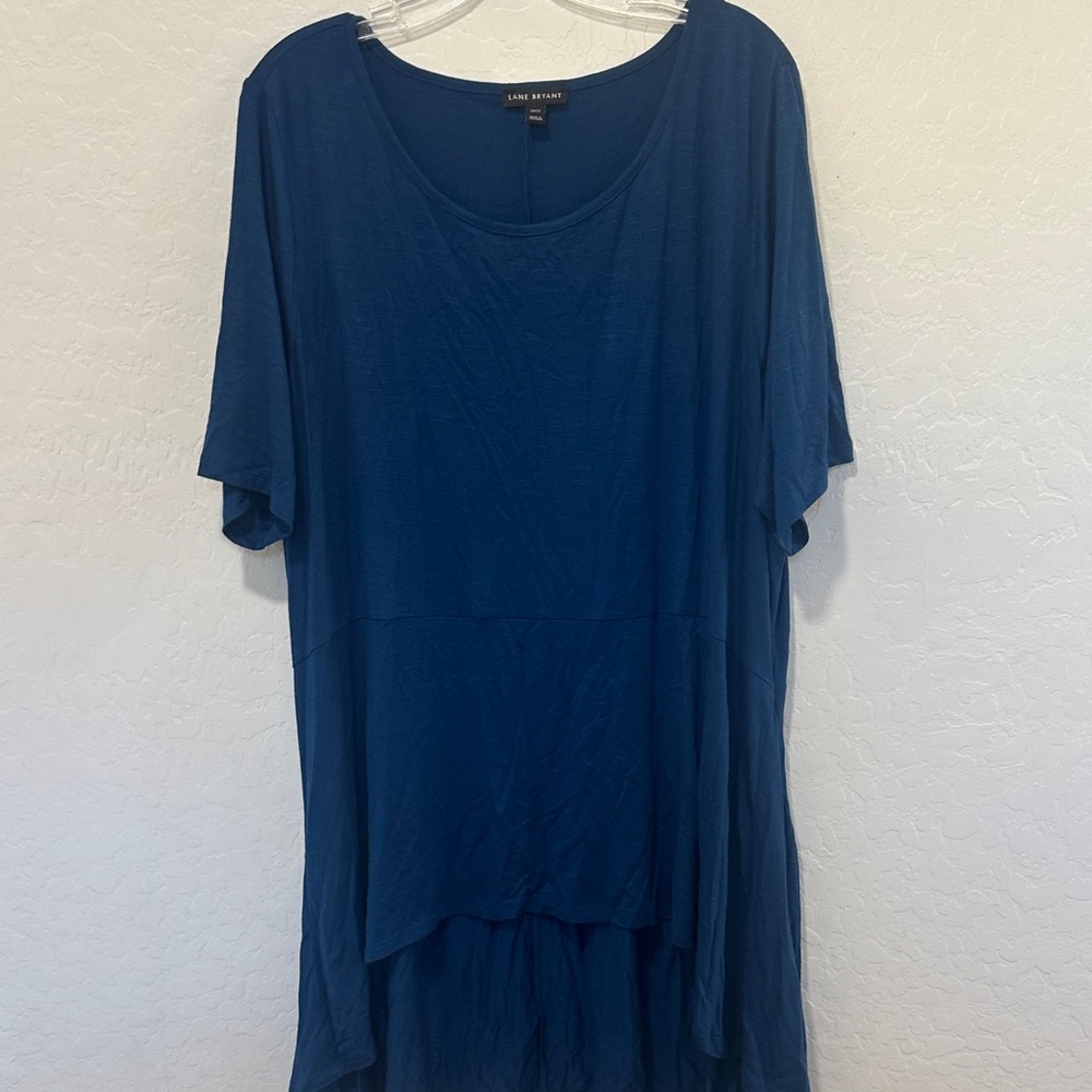 Lane Bryant Deep Blue Tunic Top Womens plus 18/20 shirt ‎ stretch short sleeve
